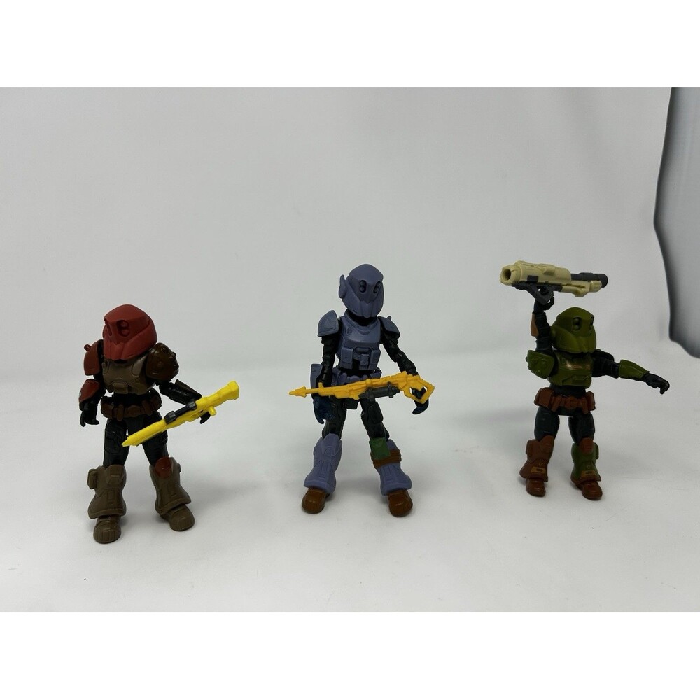Mega Construx Halo Spartan Micro Action Figures Lot of 3 with Weapons